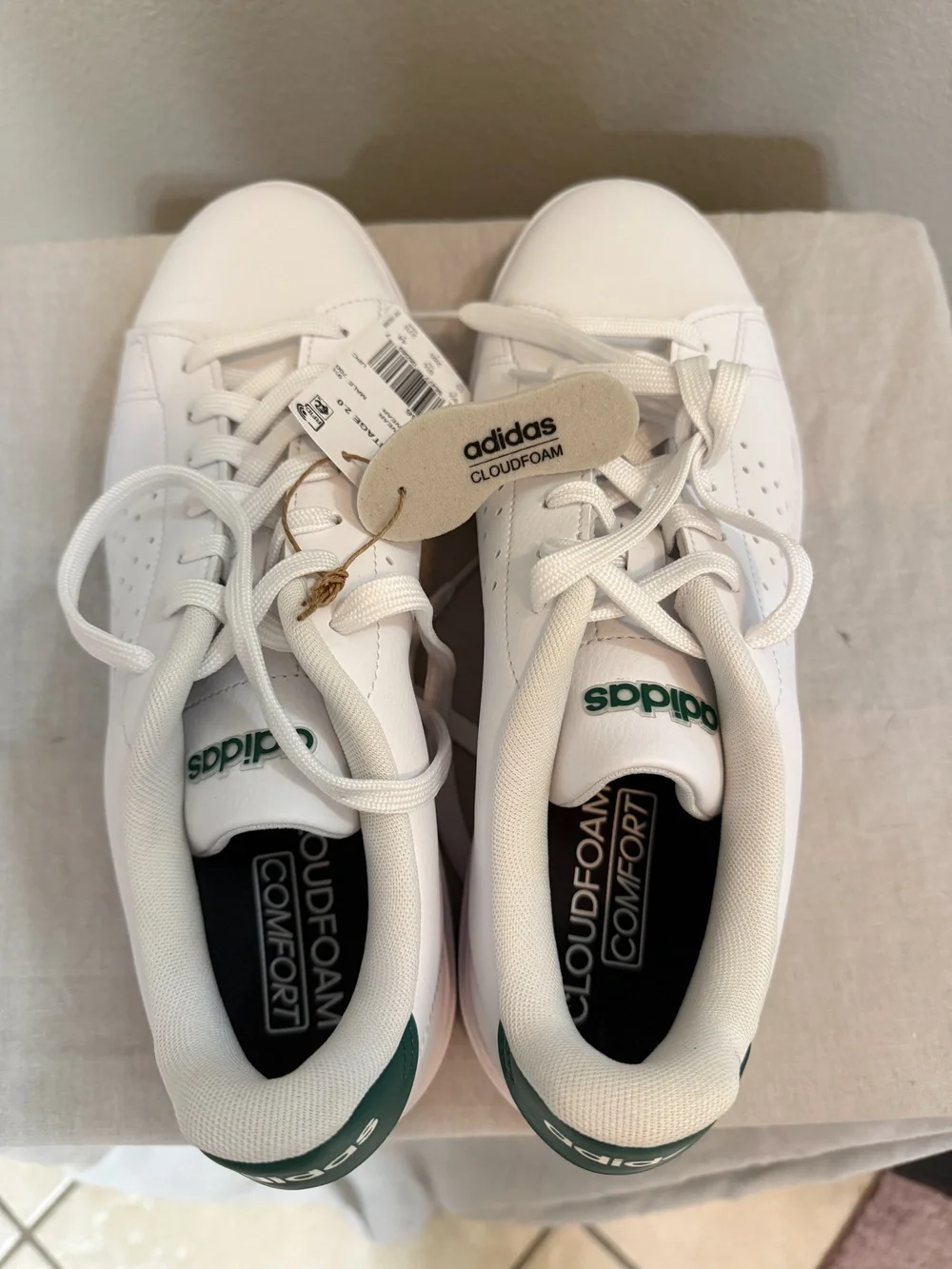 Adidas Advantage 2.0 White Green Sneakers Size 10